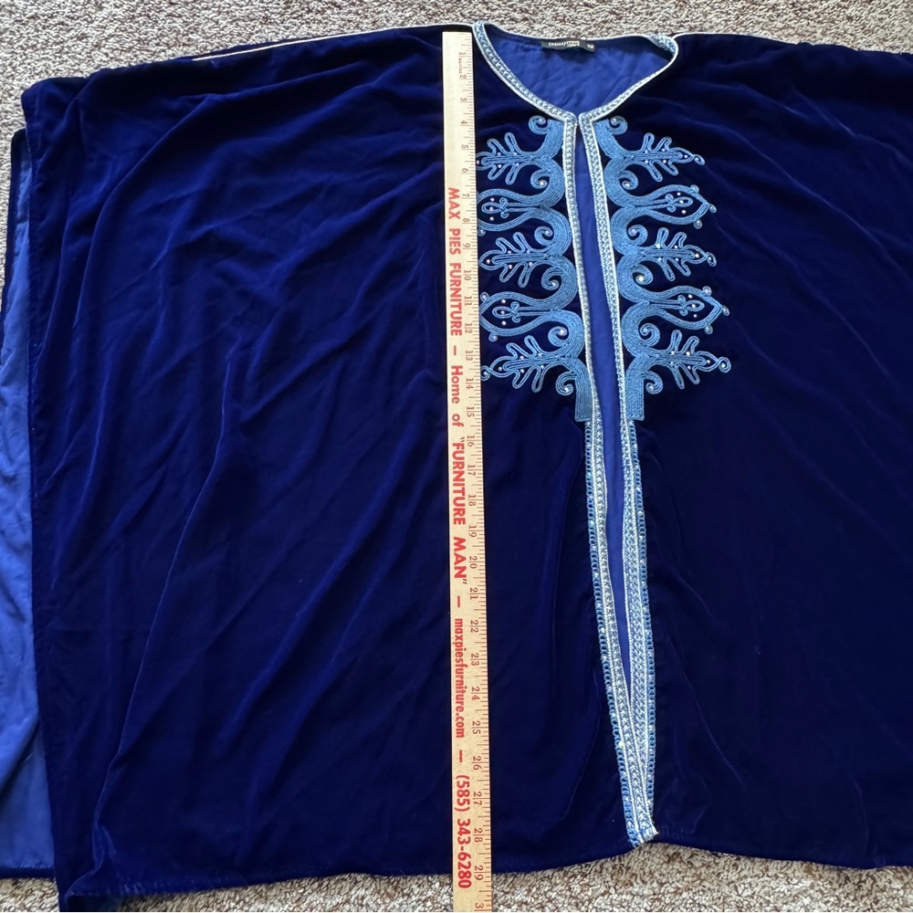 Diamantine Moroccan Velvet Cape One Size Embroidered Kaftan Boho Maximalist - Picture 12 of 12